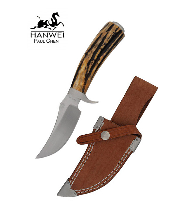 Blesbok Messer mit Trailing-Point-Klinge und Hirschhorngriff