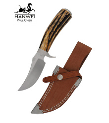 Blesbok Messer mit Trailing-Point-Klinge und Hirschhorngriff