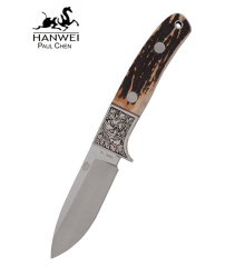 Roebuck Messer mit Drop-Point-Klinge und Hirschhorngriff