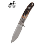 Roebuck Messer mit Drop-Point-Klinge und Hirschhorngriff