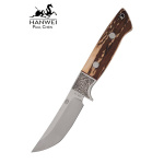 Pronghorn Messer mit Trailing-Point-Klinge und Hirschhorngriff