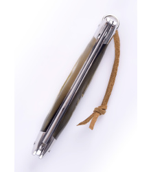 Laguiole-Taschenmesser, Aubrac Rinderhorn, Inox glänzend