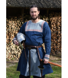 Wikinger Tunika Halvar mit Stickerei, blau