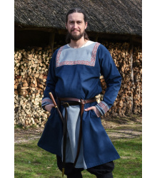 Wikinger Tunika Halvar mit Stickerei, blau