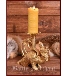 Mittelalterlicher Kerzenständer aus Messing, Drachenlampe