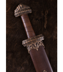 Wikingerschwert (Insel Eigg) mit Ledergriff, Damaststahl