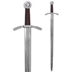 Kreuzritter Scheibenknauf-Schwert mit Lederscheide, reguläre Ausführung
