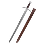 Kreuzritter Scheibenknauf-Schwert mit Lederscheide, reguläre Ausführung