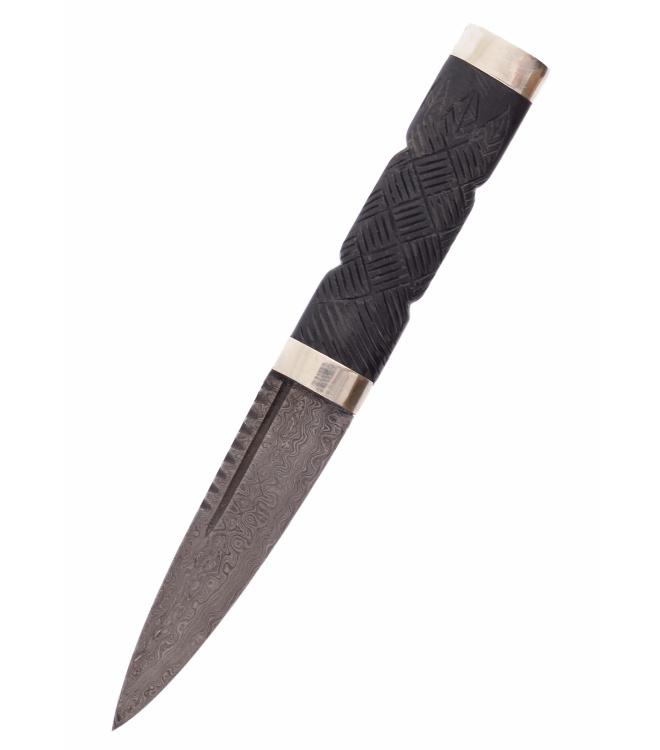 Sgian Dubh Messer mit Damaststahlklinge und Scheide