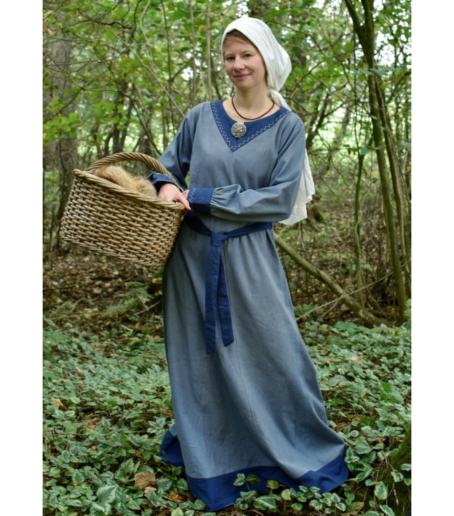 Wikinger Kleid Jona, blaugrau/blau
