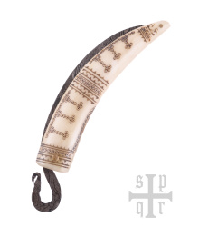 Wikinger-Taschenmesser aus Damaststahl mit Knochengriff