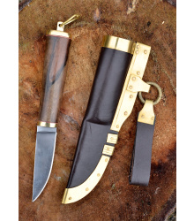 Wikinger Messer mit Walnusgriff und Lederscheide