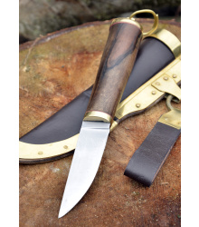 Wikinger Messer mit Walnusgriff und Lederscheide