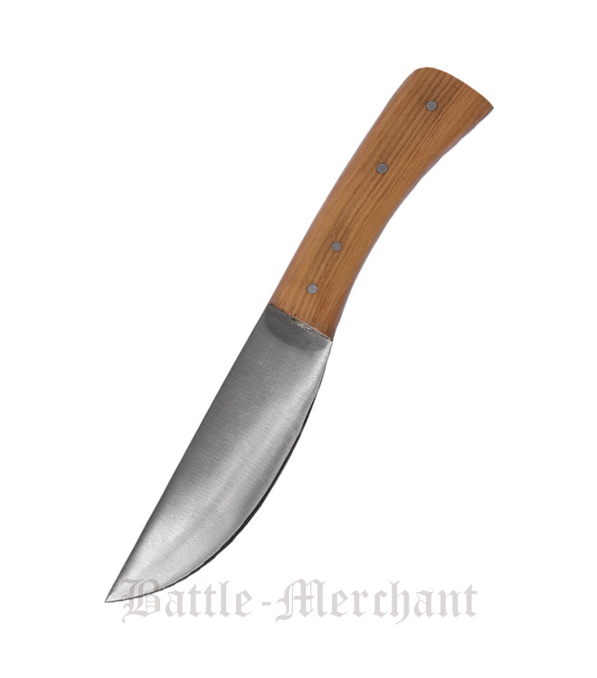 Messer mit Griff aus Olivenholz und Lederscheide