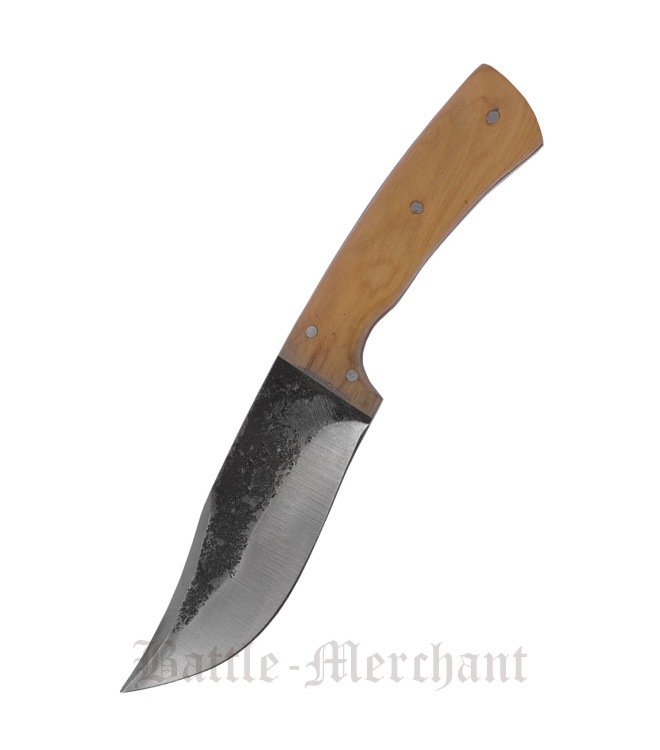 Jagdmesser mit Griff aus Olivenholz, ca.20 cm, Lederscheide,