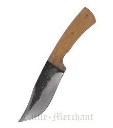 Jagdmesser mit Griff aus Olivenholz, ca.20 cm, Lederscheide,