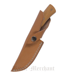 Jagdmesser mit Griff aus Olivenholz, ca.20 cm, Lederscheide,