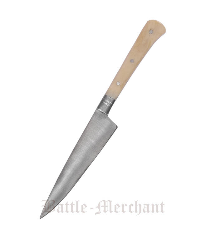 Essmesser mit Griff aus Knochen, 18 cm mit Scheide