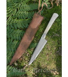 Essmesser mit Griff aus Knochen, 18 cm mit Scheide