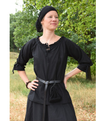 Mittelalter Bluse Birga mit 3/4 Arm, schwarz