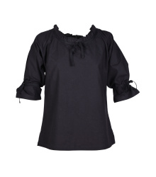 Mittelalter Bluse Birga mit 3/4 Arm, schwarz