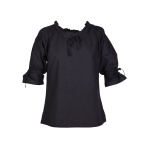 Mittelalter Bluse Birga mit 3/4 Arm, schwarz