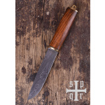 Wikinger-Messer aus Damaststahl mit Holzgriff
