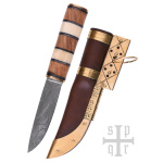 Wikinger-Messer aus Damaststahl mit Holz-/Knochengriff