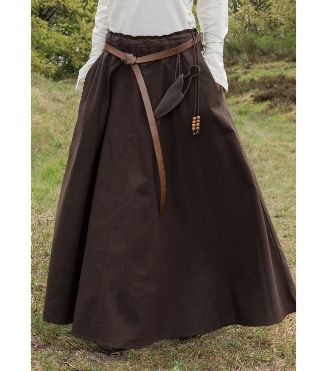 Mittelalterlicher Rock, weit ausgestellt, dunkelbraun