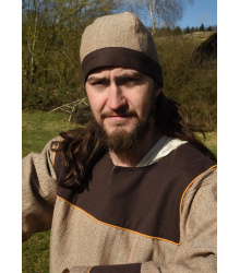 Birka Kappe mit Fischgrätmuster, braun