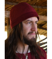 Birka Kappe mit Fischgrätmuster, weinrot