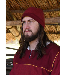 Birka Kappe mit Fischgrätmuster, weinrot