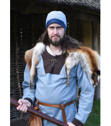 Birka Kappe mit Fischgrätmuster, blau