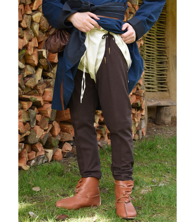 Mittelalter-Beinlinge mit Nestelbändern, braun