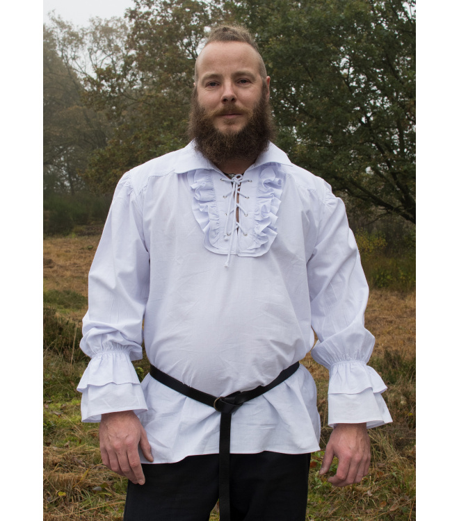 Mittelalter Piratenhemd Henry, weiß (blauer Farbstich)