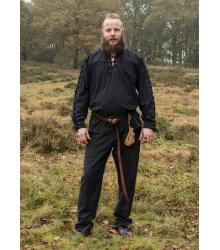Mittelalter Hemd Corvin mit Schnürung, schwarz