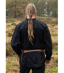 Mittelalter Hemd Corvin mit Schnürung, schwarz