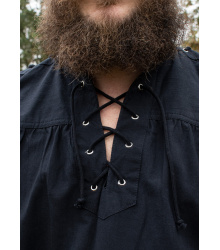 Mittelalter Hemd Corvin mit Schnürung, schwarz