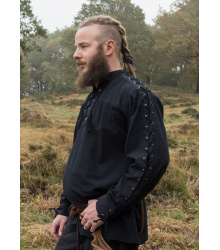 Mittelalter Hemd Corvin mit Schnürung, schwarz