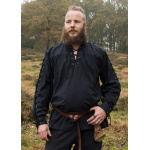 Mittelalter Hemd Corvin mit Schnürung, schwarz