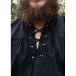 Mittelalter Hemd Corvin mit Schnürung, schwarz