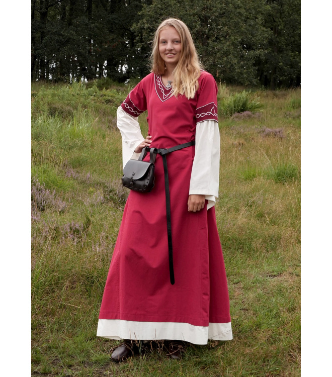 Mittelalterkleid Alvina, rot/natur