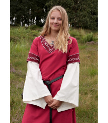 Mittelalterkleid Alvina, rot/natur