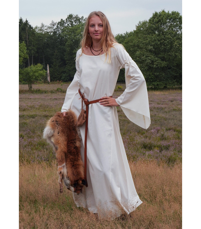Mittelalter-Unterkleid Burglinde mit Trompetenärmeln, natur