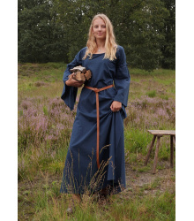 Mittelalter-Unterkleid Burglinde mit Trompetenärmeln, blau
