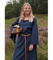 Mittelalter-Unterkleid Burglinde mit Trompetenärmeln, blau