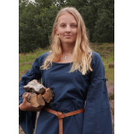 Mittelalter-Unterkleid Burglinde mit Trompetenärmeln, blau