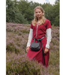 Kurzärmelige Cotehardie Ava, Mittelalterkleid, weinrot