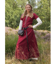 Kurzärmelige Cotehardie Ava, Mittelalterkleid, weinrot