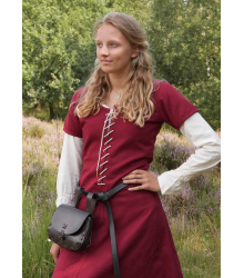 Kurzärmelige Cotehardie Ava, Mittelalterkleid, weinrot